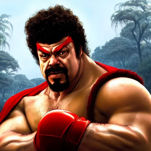 Image similar to danny mcbride as e. honda street fighter, portrait, ultra realistic, concept art, intricate details, highly detailed, photorealistic, octane render, 8 k, unreal engine, art by frank frazetta, simon bisley, brom