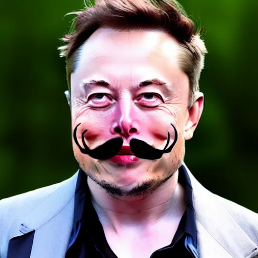 Prompt: Elon Musk with Salvador Dali's mustache, 4k realistic photo