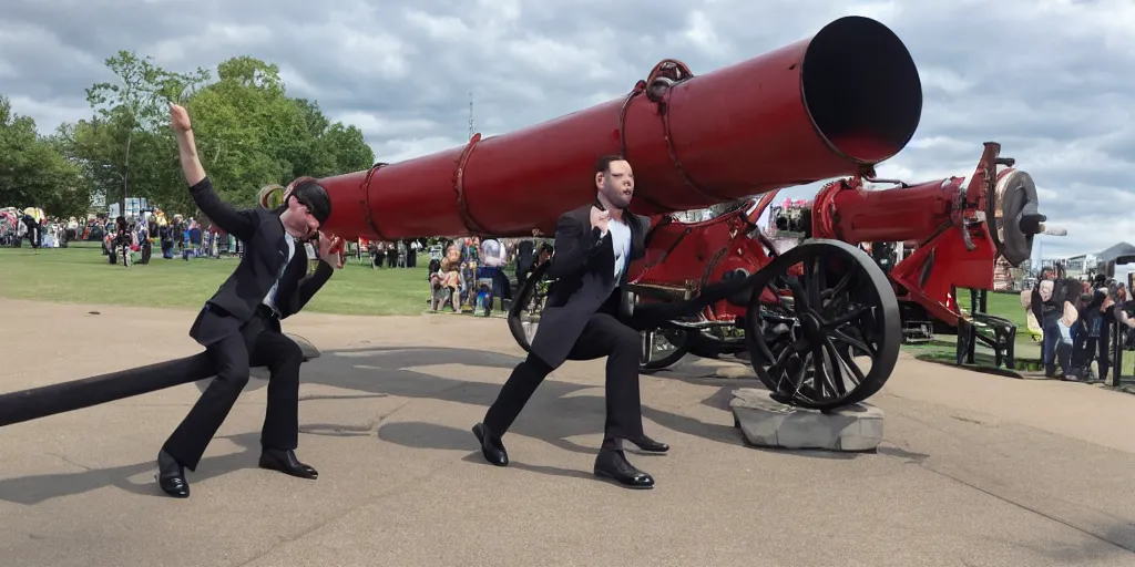 Image similar to andrew tate being fired out of a cannon