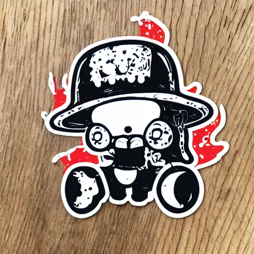 Image similar to die cut sticker, tony chopper wearing a strawhat, splatter paint