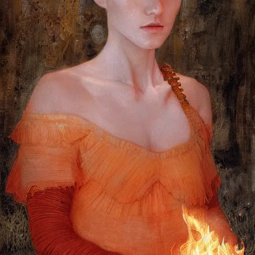 Image similar to a masterpiece full body portrait a beautiful Beatrice in Dante\'s inferno, by Edgar Maxence and Ross Tran and Michael Whelan