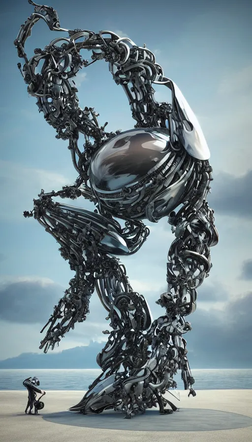 Image similar to summoning a beautiful biomechanical orca spirit from the ocean, organic and robotic, made up of many bits of metal, skin, and plastic, shiny, metallic, cyberpunk, post apocalyptic, hyper realistic, epic angle, octane render unreal engine render, 8k, super detailed, SLEEK!!!