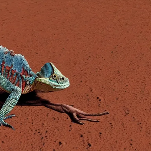 Prompt: a chameleon skeleton on mars