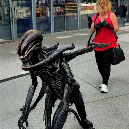 Image similar to walking a xenomorph pet