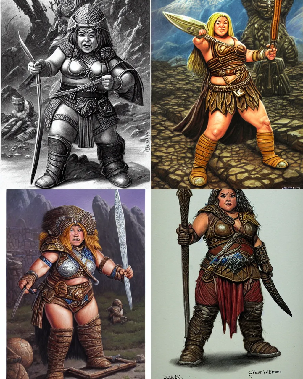 Prompt: female dwarven warrior, chubby short stature, by jeff easley