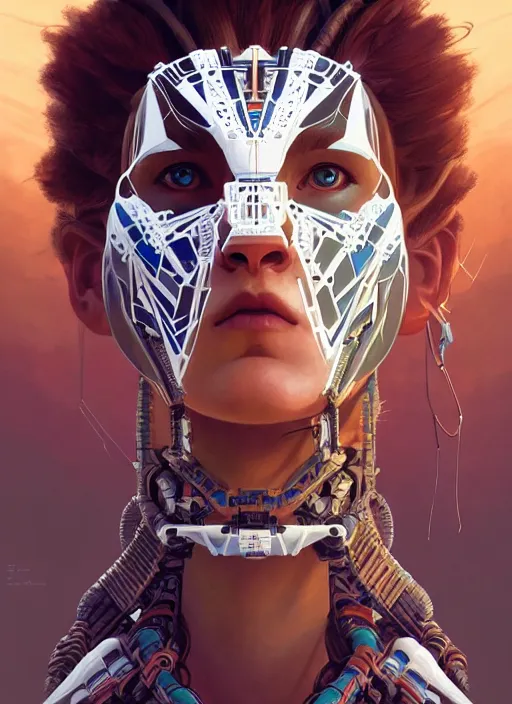 Image similar to symmetry!! portrait of machine from horizon zero dawn, intricate, elegant, highly detailed, digital painting, artstation, concept art, smooth, sharp focus, illustration, art by artgerm and greg rutkowski and alphonse mucha, 8 k