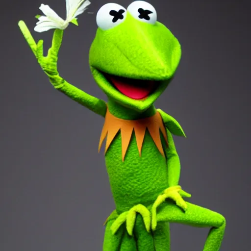 Prompt: kermit the frog after way too many steroids, 4 k