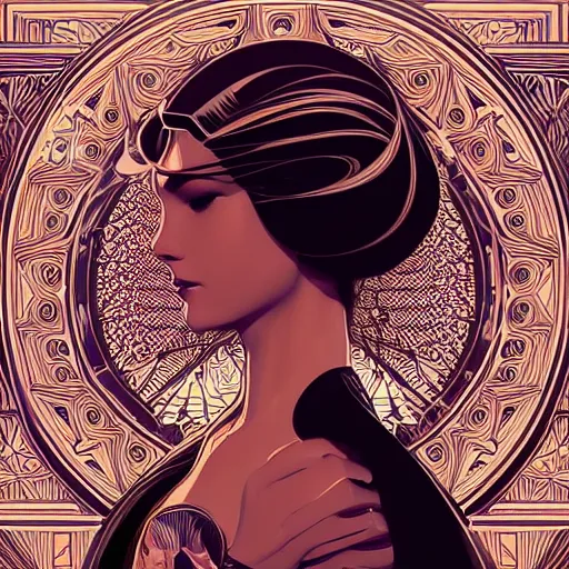 Prompt: Vector art, art deco pattern, repeatable, symmetrical, center punched, Archviz, elegant, intricate, digital painting, artstation, concept art, smooth, sharp focus, illustration, art by artgerm and greg rutkowski and alphonse mucha