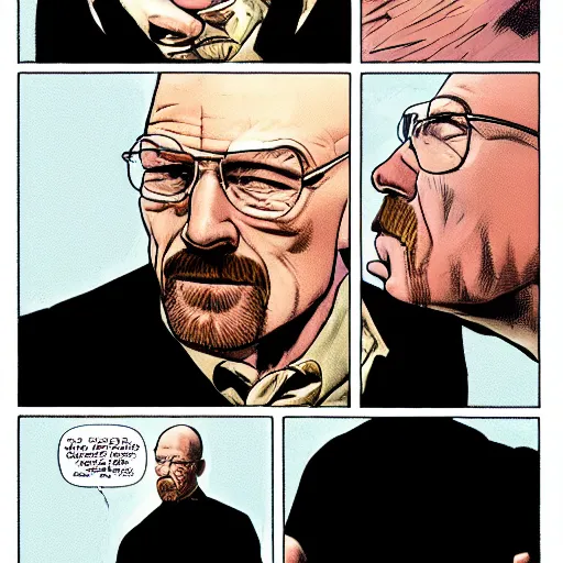 Prompt: walter white as Kingpin in a vertigo comic, one panel