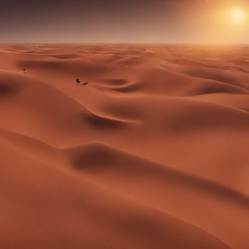 Image similar to desert, golden hour lighting, 4 k, intricate, smooth, cinematic film still from the movie directed by denis villeneuve with art direction by wayne barlowe and salvador dali, wide lens, f 3 2