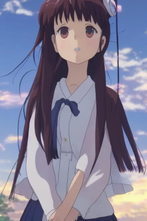 Image similar to A japanese anime high school girl, high detail portrait, Makoto Shinkai ,kyoto animation, production doA, Is the Order a Rabbit?