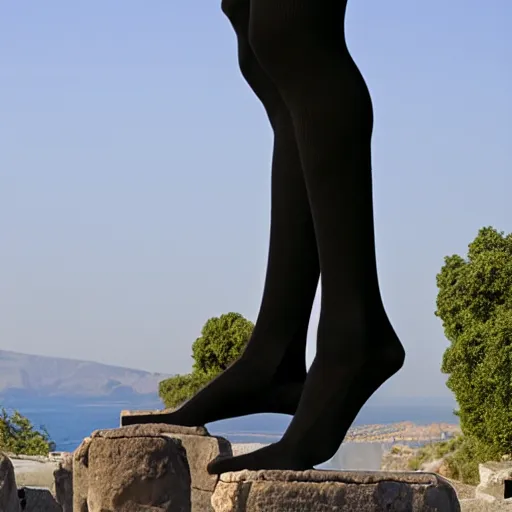 Prompt: Greek statue wearing black socks