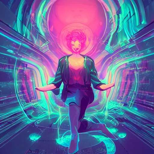 Image similar to magic skill danger sense inside matrix deepdream radiating a glowing aura stuff loot legends stylized digital illustration video game icon artstation lois van baarle, ilya kuvshinov, rossdraws,