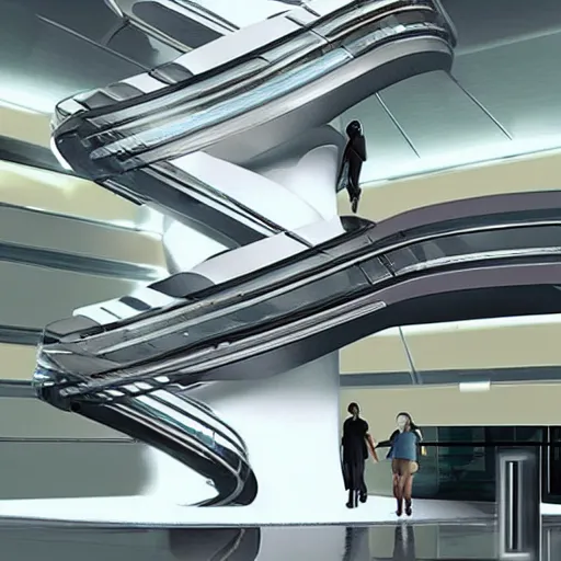 Image similar to futuristic escalater, realistic