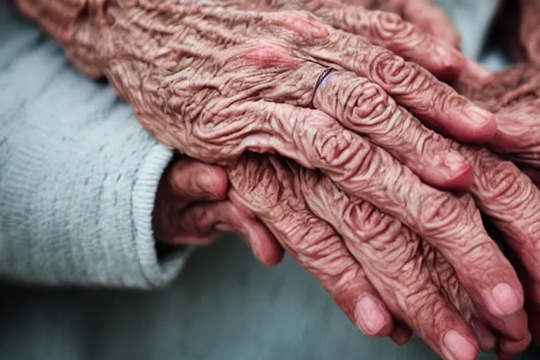 Image similar to close up still of an elderly womans hands