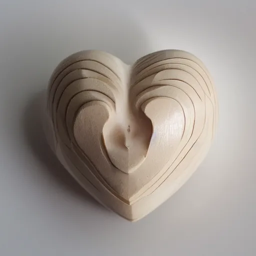 Image similar to anatomically correct heart carved out of ivory, canon 5 d 5 0 mm lens