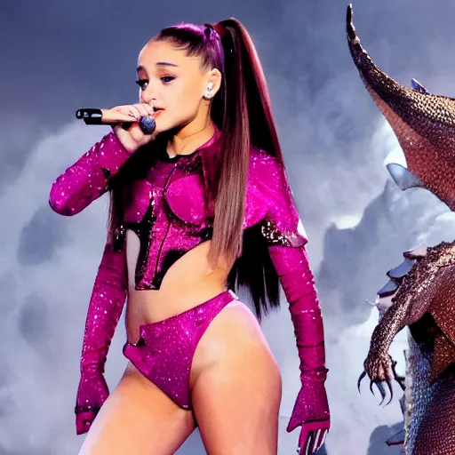 Image similar to ariana grande in a dragon suit