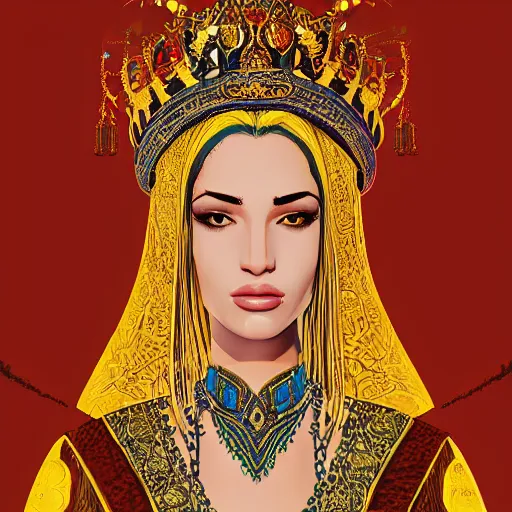 Prompt: A Majestic Portrait of a Persian Queen, artstation