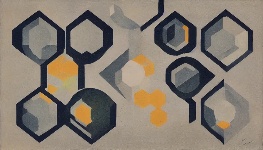 Prompt: shield made from hexagons in space, blocking the sun, art deco painting