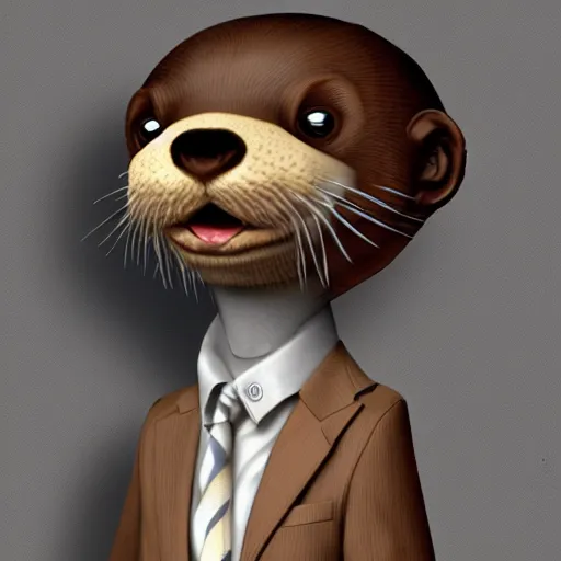 Prompt: humanoid otter in a suit, detailed, featured on artstation, high definition