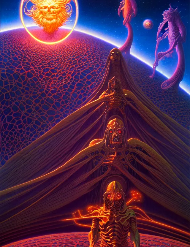 Prompt: astral guardian merging with technology, tim hildebrandt, wayne barlowe, bruce pennington, donato giancola, trending on artstation, cinematic composition, beautiful lighting, hyper detailed, 8 k, oil on canvas