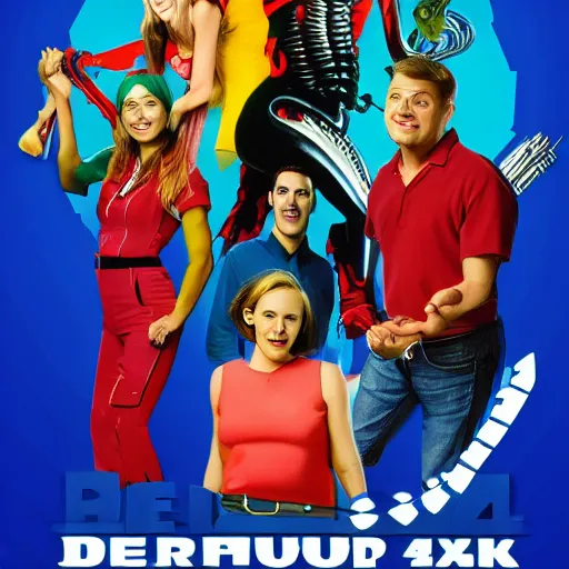 Image similar to tv show poster for a 90's sitcom with a xenomorph as the main character, 4k