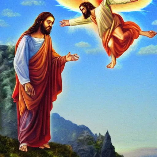 Image similar to jesus christ flying in the sky