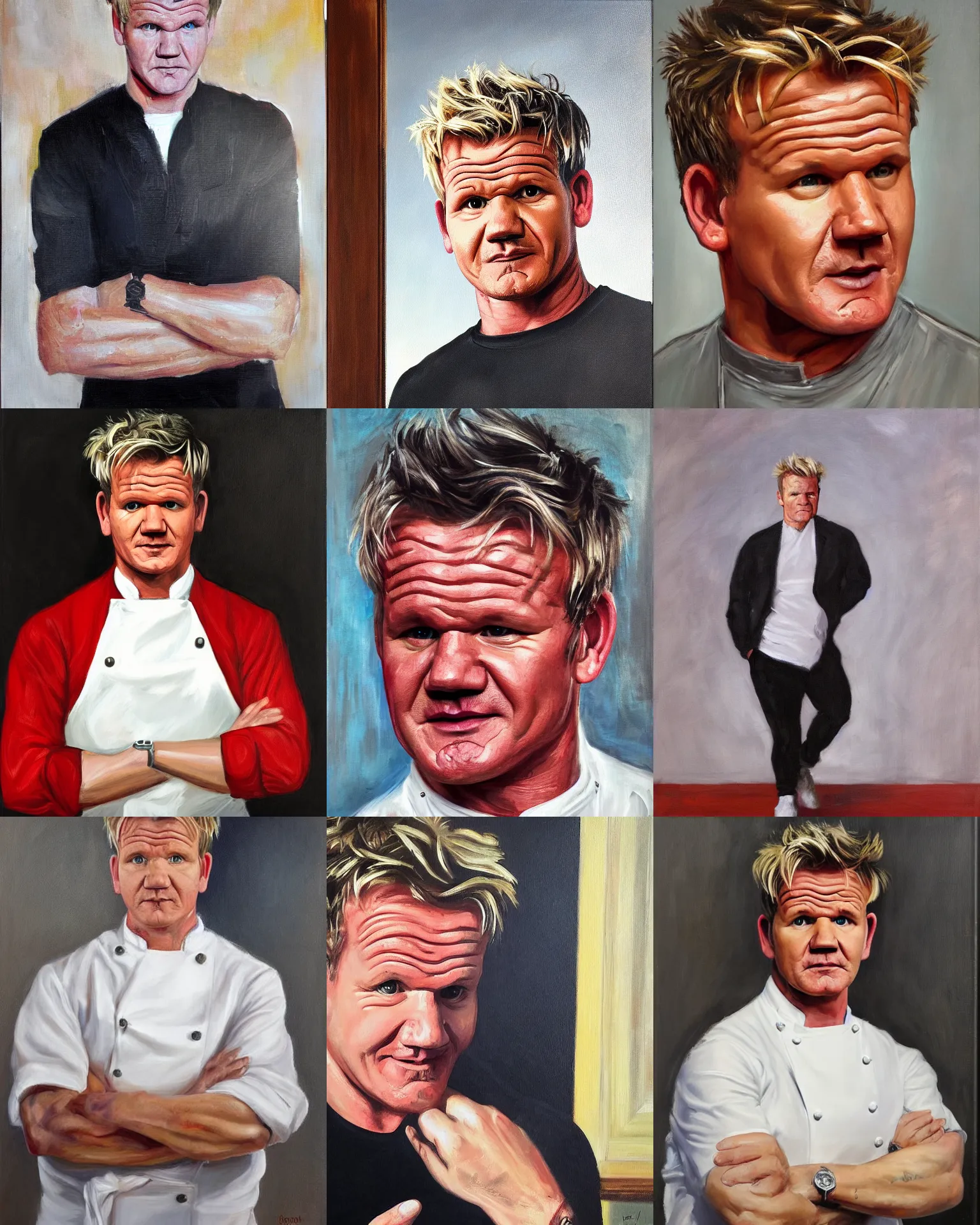 Prompt: Gordon Ramsay, oil on canvas, classicism style