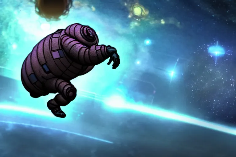 Prompt: photo of a chunky massive tardigrade lifting off from a spaceport, dystopian, futuristic, dark