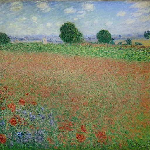 Prompt: A field of flowers, claude monet