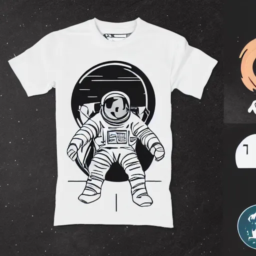 Image similar to astronaut skateboarding, graphic tees, line art