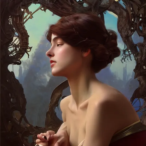 Prompt: natali portman, 8 k, depth of field, 3 d, art by artgerm and greg rutkowski and alphonse mucha and uang guangjian and gil elvgren and sachin ten