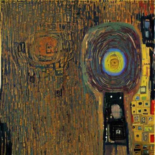 Prompt: artificial intelligence painting by Vincent van Gogh klimt Jean-Michel Basquiat