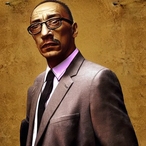 Image similar to Giancarlo Esposito aka Gus Fring from Better Call Saul as a GTA character portrait, Grand Theft Auto, GTA cover art