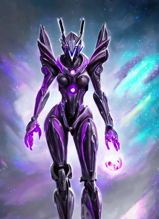 Prompt: detailed cinematic shot, cosmic sized perfectly proportioned stunning beautiful hot female warframe, detailed cyborg mecha female dragon head, metal ears purple eyes, silver armor, fuschia leds, floating in empty space, nebula sized, holding a planet, epic proportions, epic size, epic scale, furry art, dragon art, giantess art, warframe fanart, furaffinity, deviantart