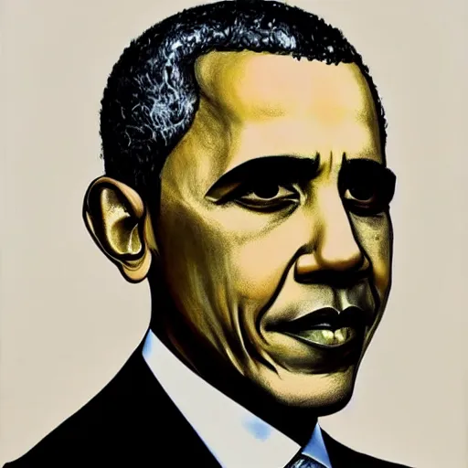 Prompt: presidential portrait of Barack Obama painted by Ralph Steadman