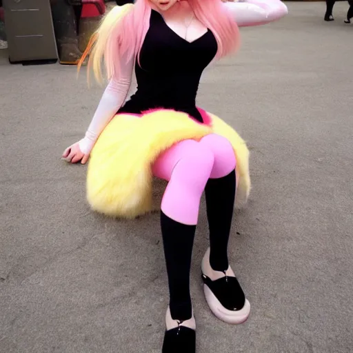 Image similar to princess peach as a cat girl with leggings