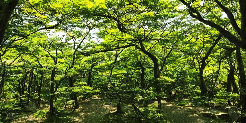 Prompt: a japanese forest on a sunny day