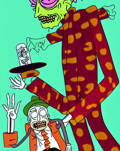 Image similar to freddy krueger in the style of rick and morty