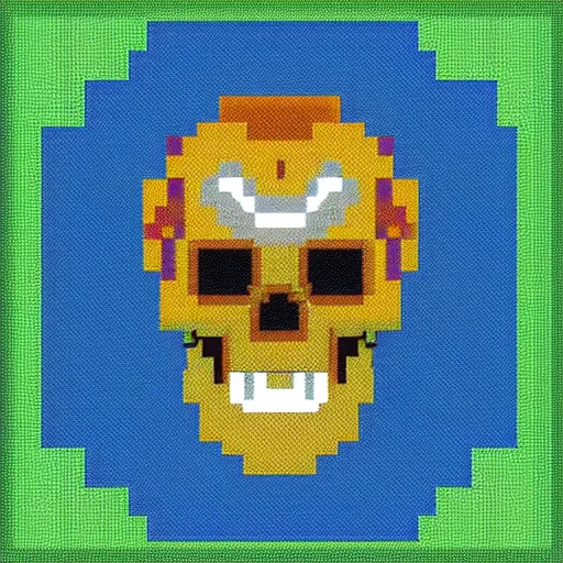 Prompt: pixel art skull