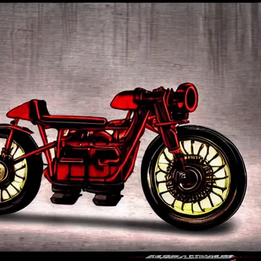 Image similar to kaneda motorcycle, steampunk