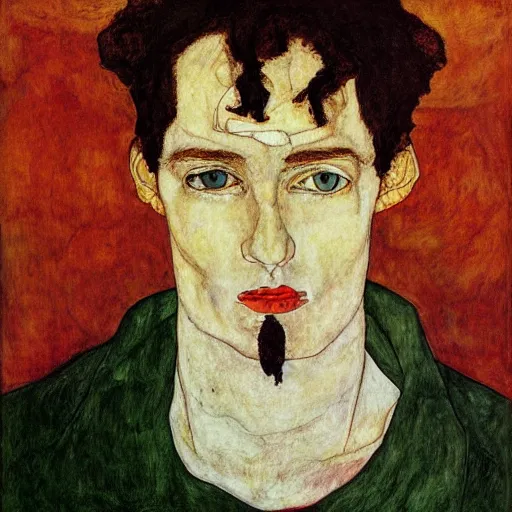 Image similar to a beautiful man portrait by egom schiele