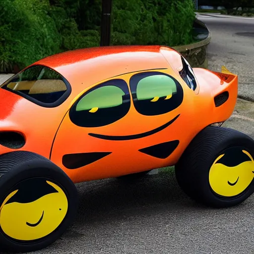 Image similar to a car that looks like a duck, a duck with wheels