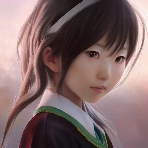 Image similar to ultra-detailed, HD semirealistic anime CG concept art digital painting of a Japanese schoolgirl, by a Chinese artist at ArtStation, by Huang Guangjian, Fenghua Zhong, Ruan Jia, Xin Jin and Wei Chang. Realistic artwork of a Chinese videogame, gentle an harmonic colors.