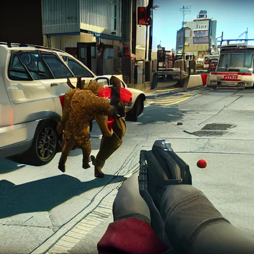 Image similar to Screenshot from the PC game Payday: The Heist demonstrating the fursuit unlock