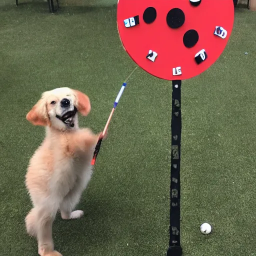 Image similar to dog playing darts