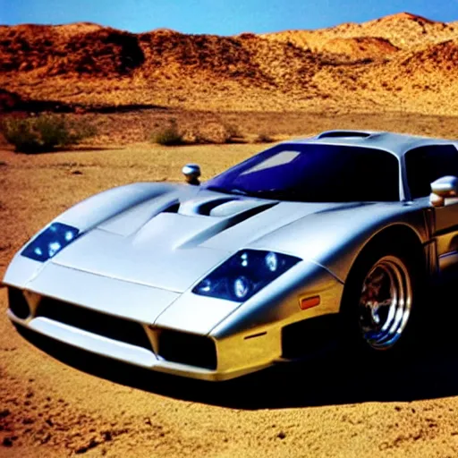 Prompt: a saleen s 7, in the desert, film still, panavision panaflex