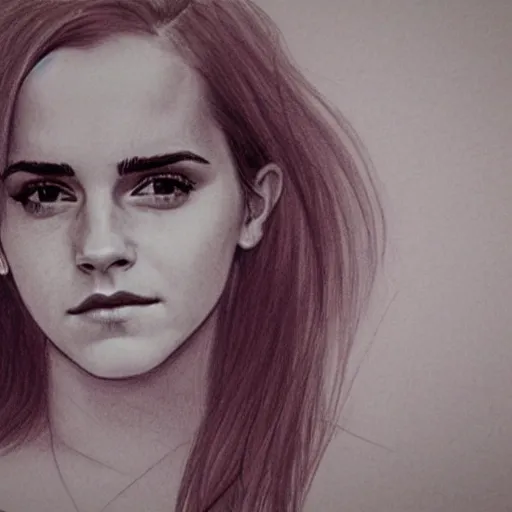 Image similar to emma watson as an angel pencil sketch