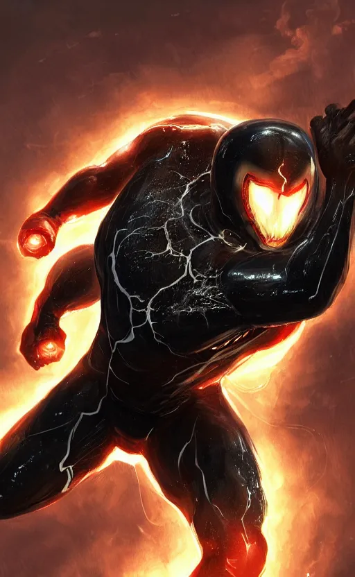 Image similar to venom as ironman, dynamic lighting, photorealistic fantasy concept art, trending on art station, stunning visuals, terrifying, creative, cinematic