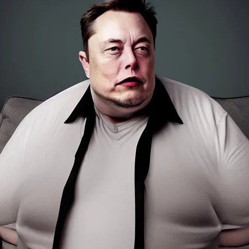 Image similar to morbidly obese elon musk with torn clothes lying on a couch with tv remote in his hand bored face 4k